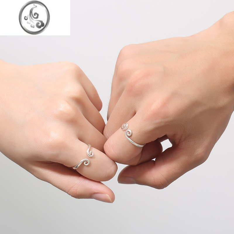 jimi银戒指999银银女情侣对戒男尾戒足银一对孙悟空紧箍咒金箍棒网红