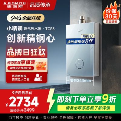 AO史密斯佳尼特[小精钢TCS5]13升精钢燃气热水器 国家补贴 JSQ26-TCS5 安全守护 持久恒温大水量