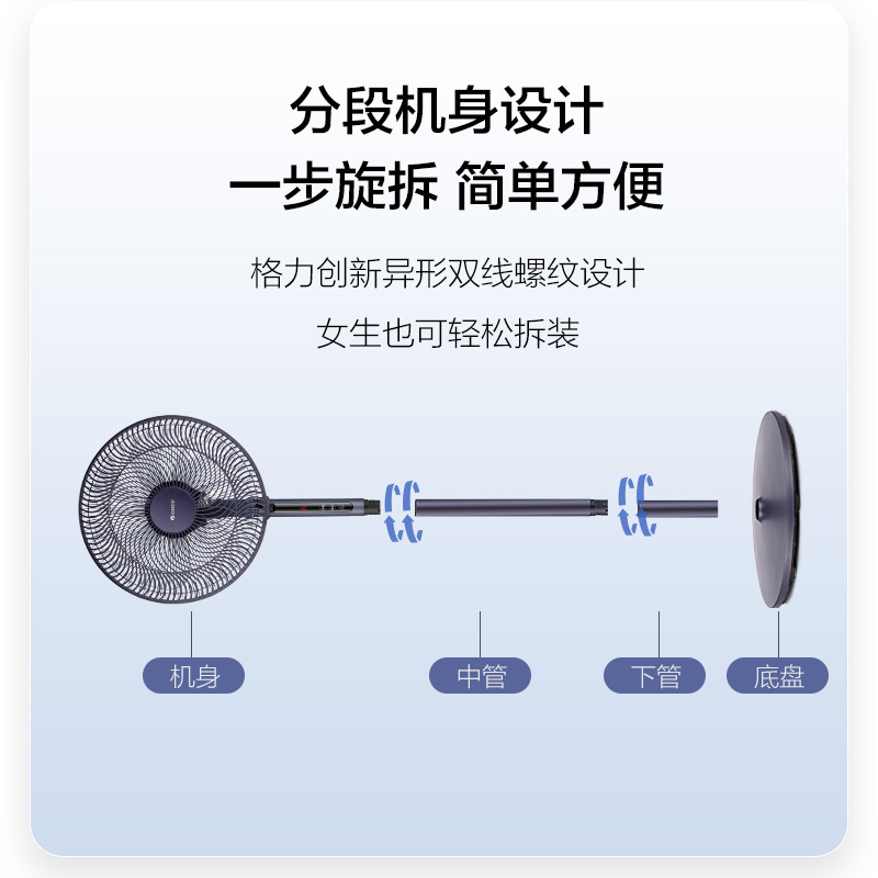 格力(GREE)电风扇FD-35X66Bh7家用落地扇办公室宿舍立式台地两用七叶大风量多角度摇头轻音风扇