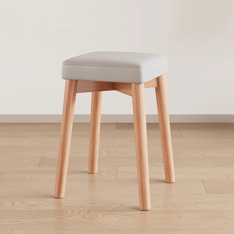 实木凳子家用餐凳原木省空间餐椅餐厅可摞放软椅子简约卧室化妆凳