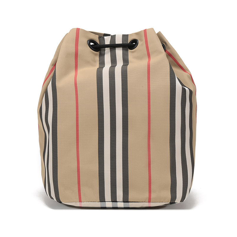 博柏利巴宝莉burberry女士织物抽绳收纳袋手提包典藏米色