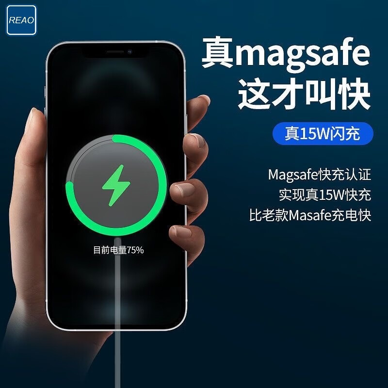 REAO 磁吸无线充电器15W快充W3 浅灰色高清大图