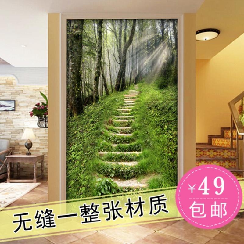 靓巢3 D立体壁画竖版玄关墙纸走廊走道田园自然风景延伸玄关壁纸壹德壹