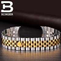 宾格BINGER 自动机械表 男士手表 独具匠心 实心金属精钢表带 背透镂空防水夜光情侣表男表 朗度男款