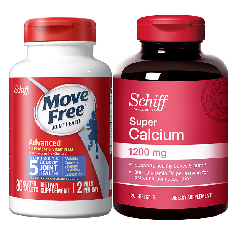 schiffmovefree维骨力氨糖软骨素钙片蓝瓶80粒schiff舒钙软胶囊3198g