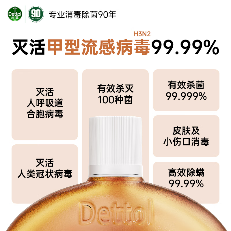 滴露(Dettol)消毒液250ml*2瓶 衣物消毒水家居室内环境地板消毒 衣物除菌剂高清大图