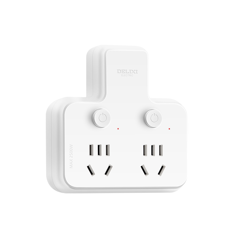 德力西(DELIXI) 转换插头品字形一转三插座无线转换插/电源转换器适用厨房卧室分控插座CD98Z-B2K2X/P!