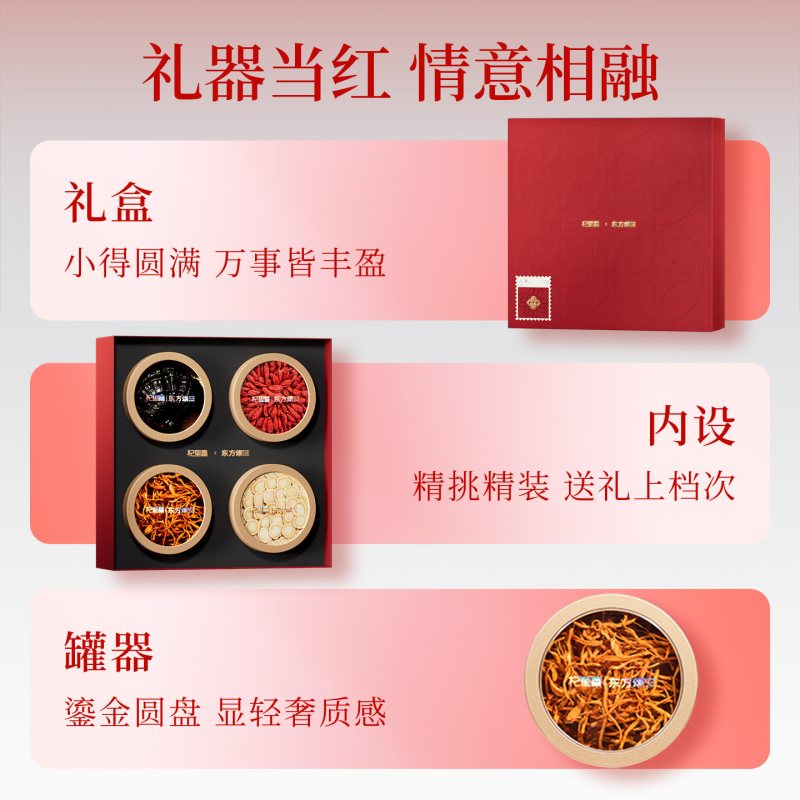 东方颂290g五拼礼盒西洋参整朵黑灵芝枸杞黄芪牛头果黑枸杞长辈家人新年礼物营养滋补礼品年货过年官方旗舰店高清大图