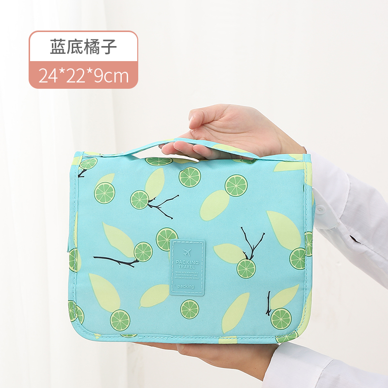 旅行化妆包2019新款大容量韩国女便携网红洗漱包多功能用品收纳袋收纳袋三维工匠 蓝底橘子