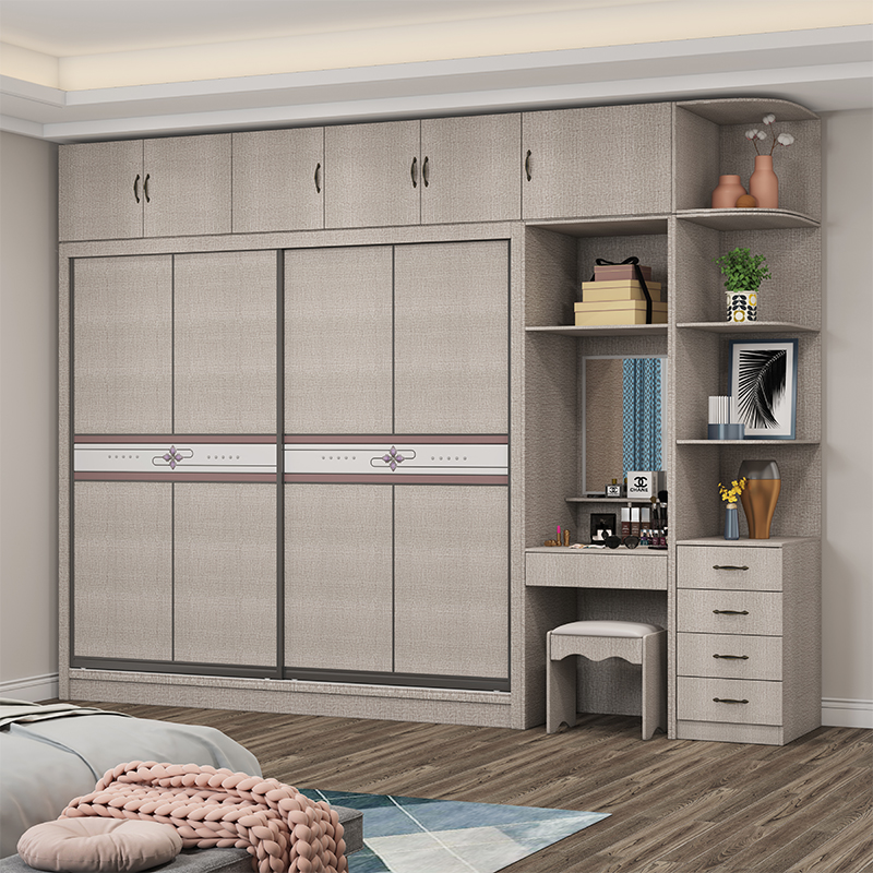 多层板衣柜推拉门现代简约大小户型卧室大衣橱家用柜子衣帽间组合柜