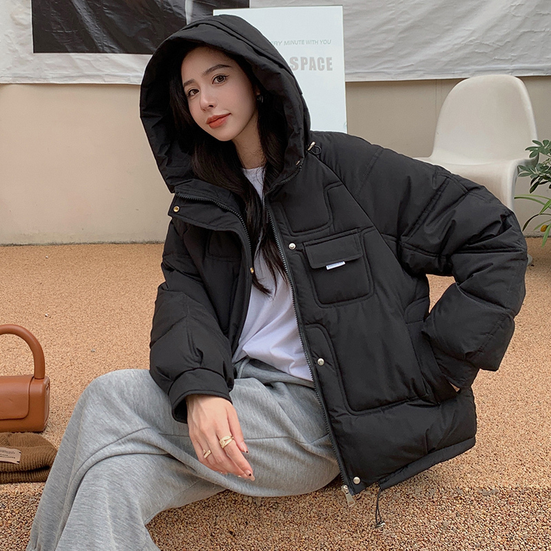 2024新款网红学生连帽棉服女韩版小个子棉衣冬季大码面包服短外套