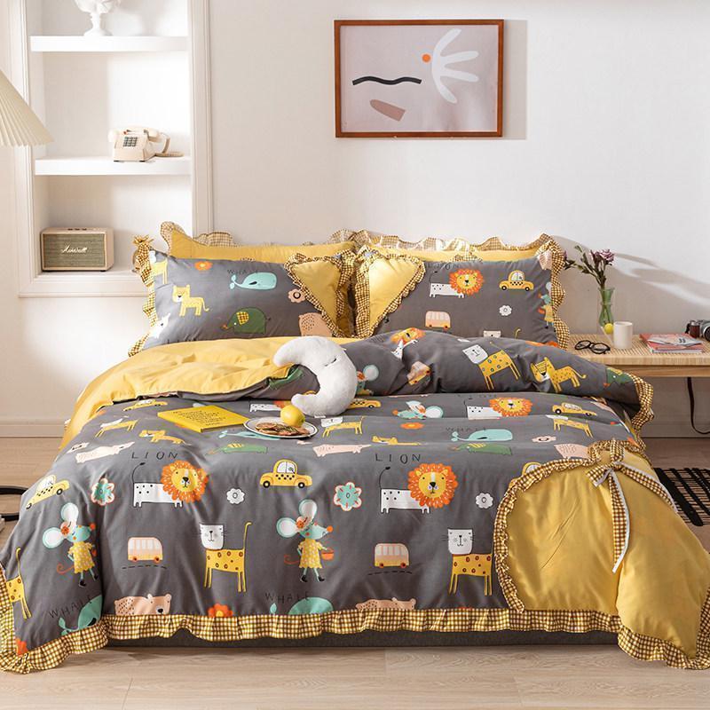 家柏饰(CORATED)公主风四件套床单被套三件套单双人床上套件少女心蝴蝶结床上用品