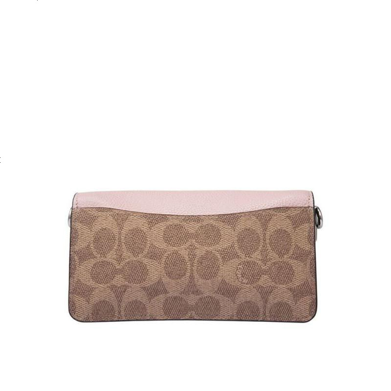 蔻驰 COACH 品 女士专柜款TABBY系列卡其拼色PVC配皮手拎单肩斜挎包手拿包链条包91772 L 卡其拼