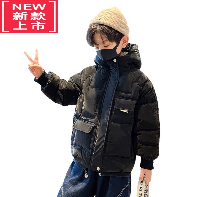 可莉允男童棉衣外套冬装2022新款中大童短款连帽加厚棉袄儿童棉服派克服图片