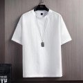 夏季短袖男士韩版宽松时尚潮流拼色个性休闲上衣_411 2XL 991-白色