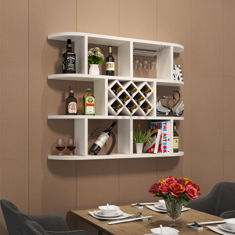 尋木匠创意酒柜简约现代壁挂酒架吊柜餐厅墙壁装饰格子饭店墙上多层
