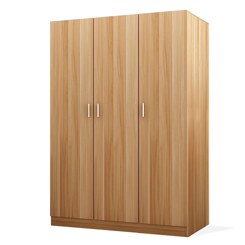 全简三门更衣柜木质衣柜员工宿舍更衣柜简约现代衣柜浅胡桃色参数