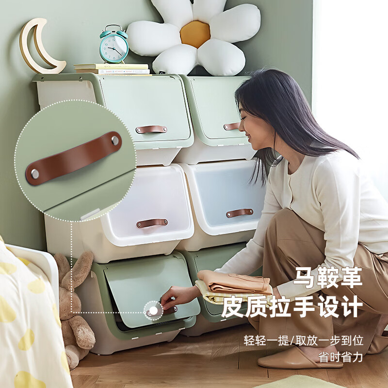 禧天龙(Citylong) X-6322禧物侧开门收纳箱2个装(奶白)儿童玩具储物箱衣物零食整理箱高清大图