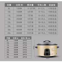 时光旧巷老式大电饭煲大容量多功能食堂酒店商用15--50人用超大电饭煲桶 金色18L特厚不粘锅+钢笼20-28用