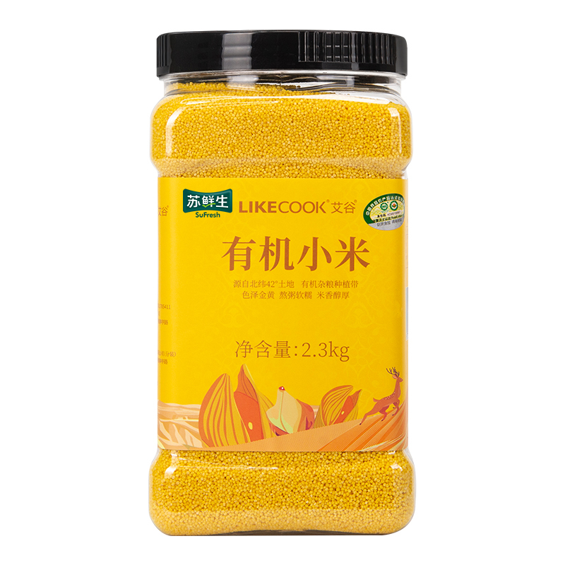 苏鲜生&艾谷有机黄小米大罐装2.3kg东北新米杂粮粥五谷特产粗粮粥料可做米糊高清大图