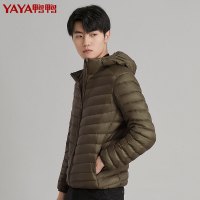 鸭鸭 90鸭绒男士羽绒服新款轻薄短款连帽时尚百搭超轻便