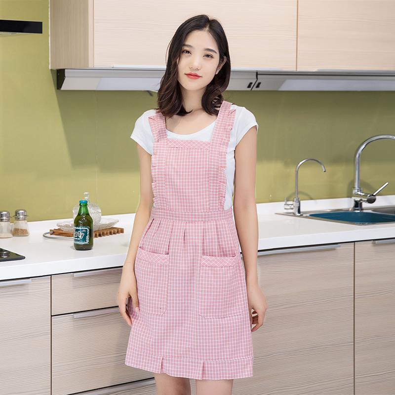 棉围裙厨房餐厅防水可爱时尚围裙工作服女罩衣袖套日用家居