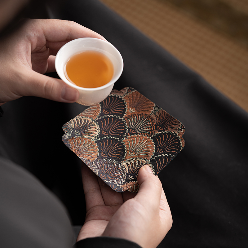 苏氏陶瓷(SUSHI CERAMICS)功夫茶杯垫国潮风台湾锦缎杯垫8个装9*9cm高清大图