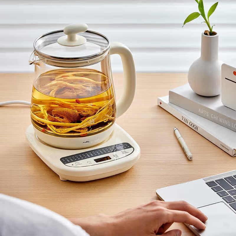 小熊Bear养生壶1.5L玻璃电水壶全自动煮茶花茶壶米黄五金滤网办公家用多功能养身壶YSH-G15P6-P01高清大图