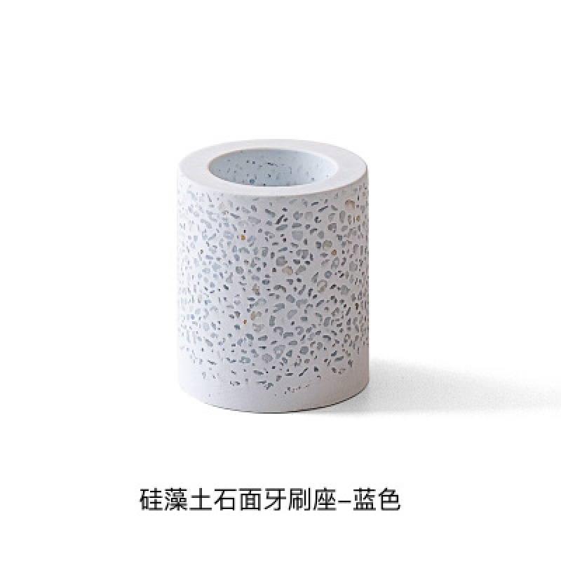 硅藻土小牙刷架 牙刷底座 吸附异味牙刷座浴室用品干燥吸 三维工匠 电动牙刷硅藻泥底座(蓝色)