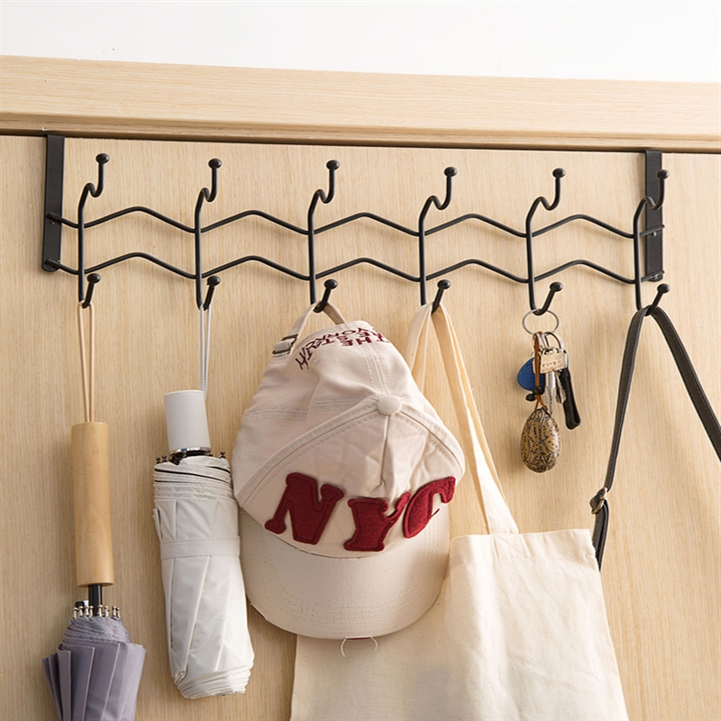 铁艺双排门后挂钩浴室古达免钉置物架卧室挂衣钩免打孔挂衣架衣帽钩