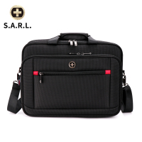S.A.R.L单肩电脑包 瑞士单肩包手提电脑包大容量公文包可放14.1英寸 手提电脑包 SA2105 黑色