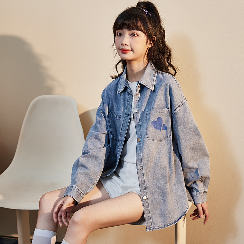 [1.5折价82元]唐狮春夏新款天丝牛仔衬衫女薄款设计感小众衬衣外套宽松百搭