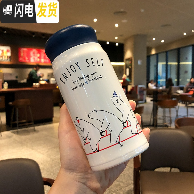 三维工匠保温杯可爱创意萌水杯女韩国清新网红学生简约不锈钢杯子个性潮流 红色红帽熊500高清大图