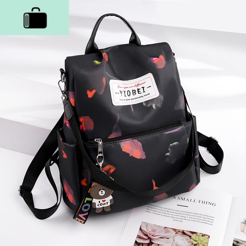 双肩包女韩版2020新款书包女学生大容量防盗百搭牛津布帆布小背包NEWLAKE高清大图