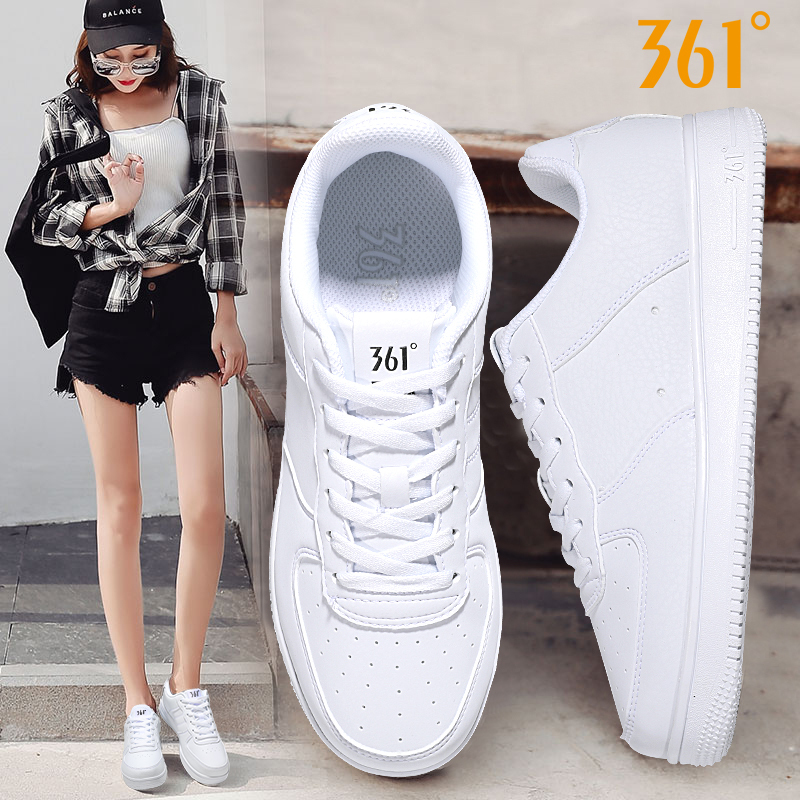 361女鞋运动鞋冬季新款板鞋白鞋空军一号休闲鞋361度樱花粉小白鞋子女