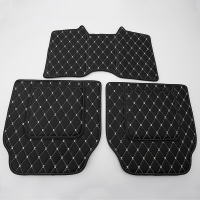 专用于2019款奇骏后排座椅防踢垫14-17奇骏内饰改装汽车用品 黑色米线- 黑色红线-[座椅+扶手箱三片]