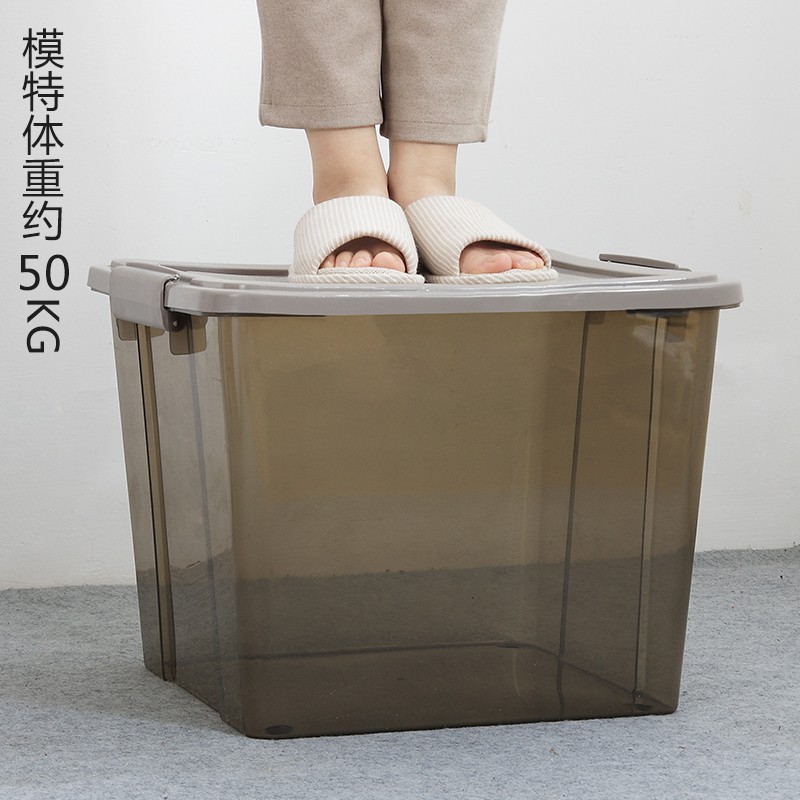 可视大号收纳箱有盖衣服整理箱 家用玩具储物箱塑料周转箱储物箱 三维工匠高清大图