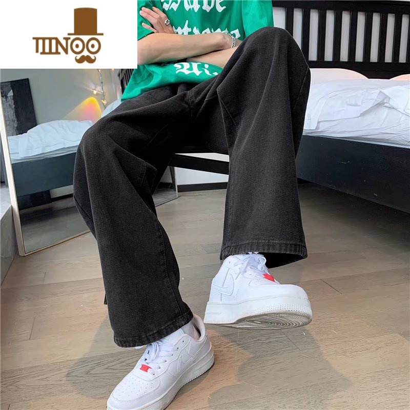 YANXU牛仔裤子男宽松直筒休闲裤夏季薄款高街潮牌ins港风阔腿季港街街高清大图