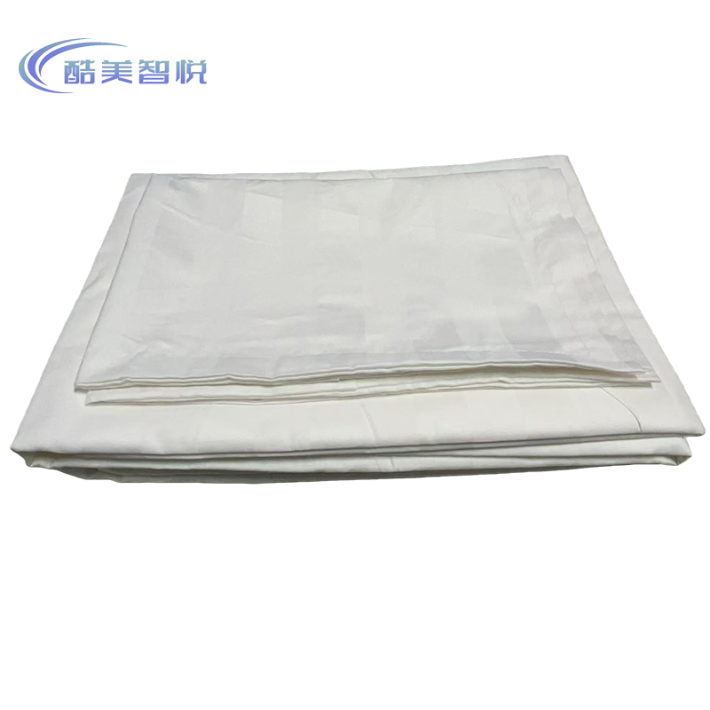 酷美智悦 白色缎条床上三件套150*200cm KM-FZ220套高清大图