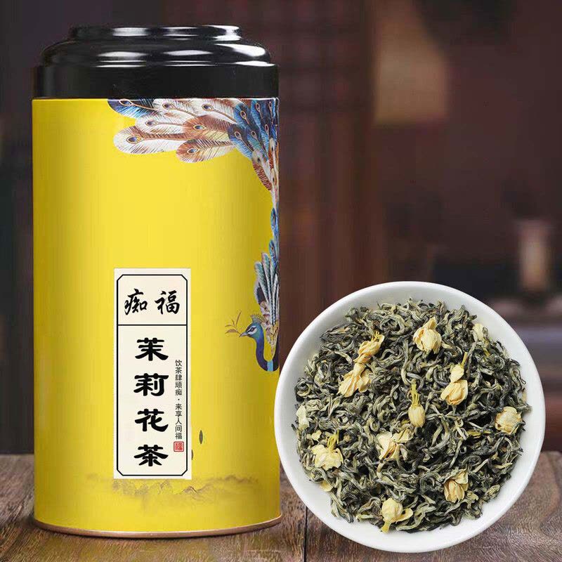 痴福新茶浓香型茉莉花茶散装花茶曲毫茉莉罐装1罐250克图片
