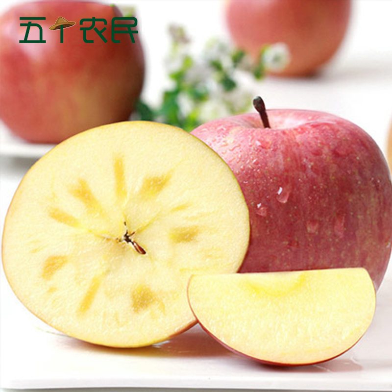 [五个农民]新疆阿克苏冰糖心苹果当季新鲜水果中果5斤装单果75-80mm 由于疫情原因,快递停发,商品暂时下架