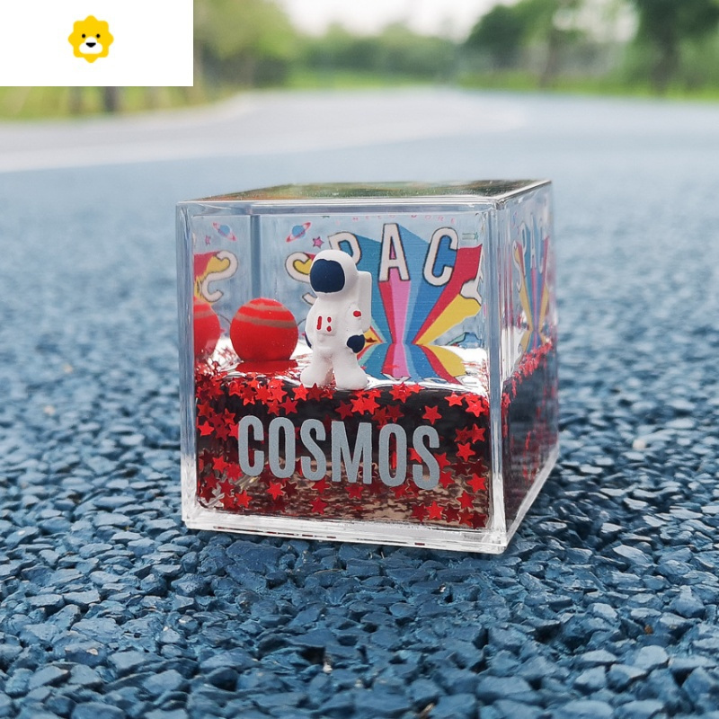 喻娄创意太空人宇航员模型摆件3d液体流沙漏油漏儿童礼物挂件笔筒玩具 [白色]太空人