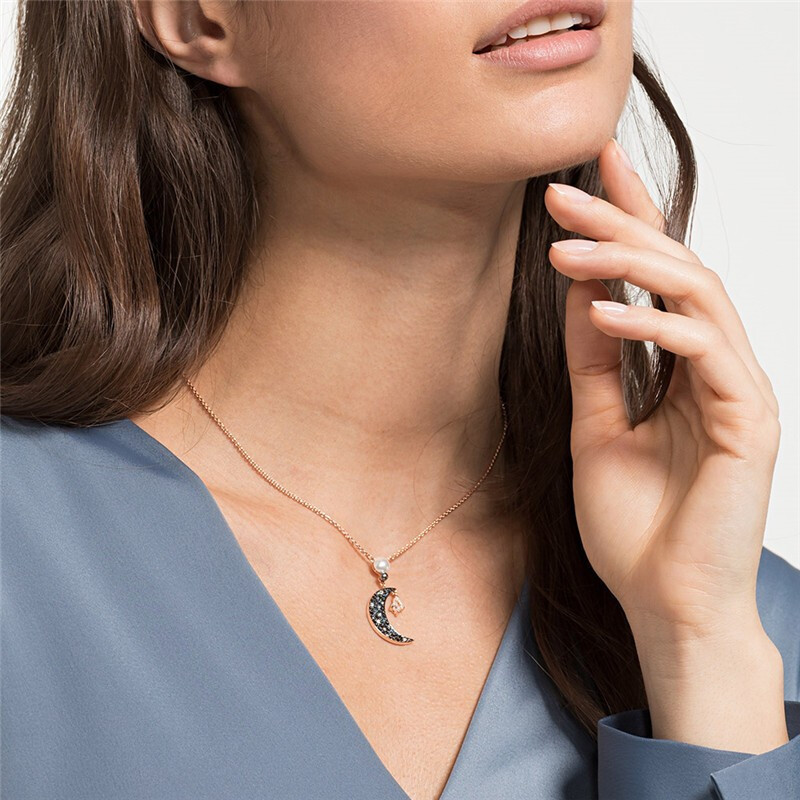 [专柜限量新款]SWAROVSKI 施华洛世奇 月牙造型 SWA SYMBOL 项链女锁骨链 时尚饰品女友5489534