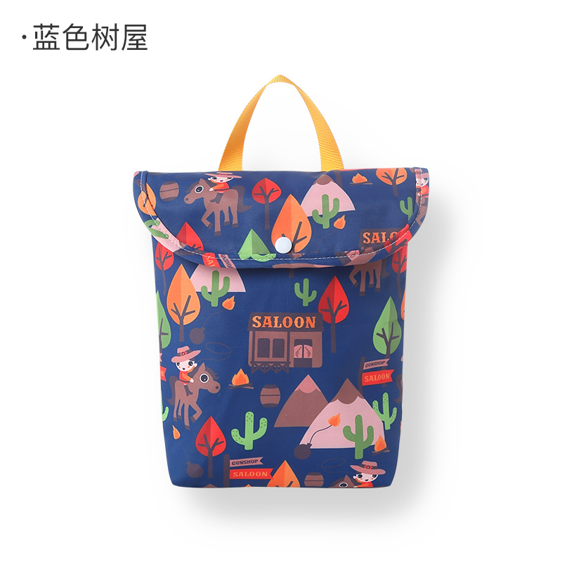 婴儿尿不湿收纳袋外出用品便携式尿片袋尿布包宝宝衣服纸尿裤袋子收纳袋三维工匠 双层收纳袋/蓝色树屋