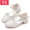 可莉允公主鞋女童小高跟鞋水钻白色包头皮鞋模特钢琴表演儿童礼服方跟鞋运动休闲鞋