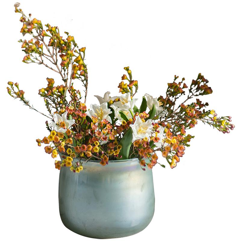 家柏饰(CORATED)汝海广口花瓶花器花尊玻璃器皿水培绿萝艺术手工摆件 汝海瓶(小)高清大图