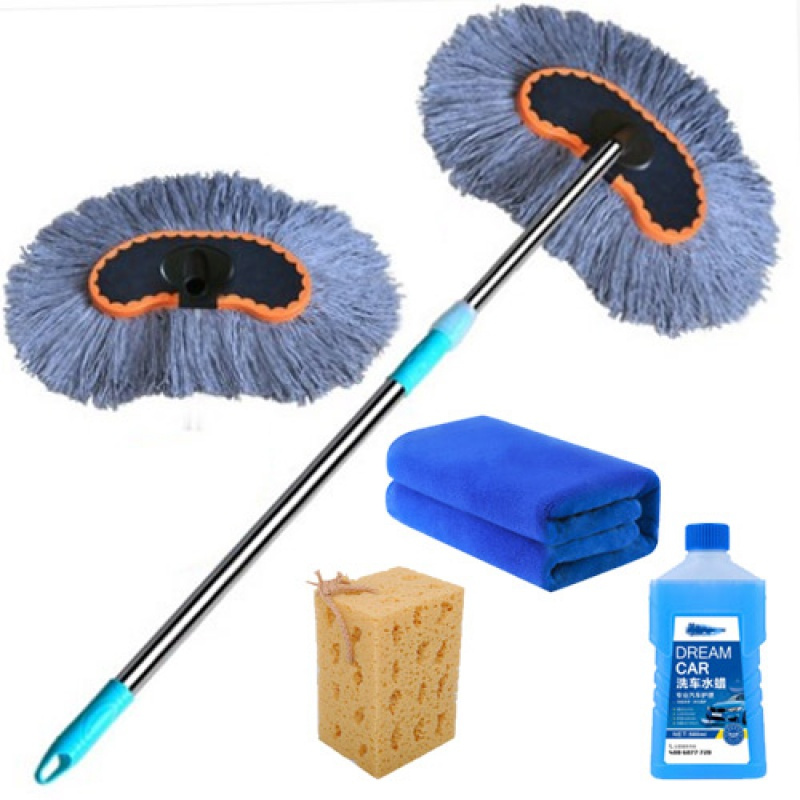 纯棉线可伸缩长杆洗车拖把洗车刷车刷子汽车刷车工具擦车拖把