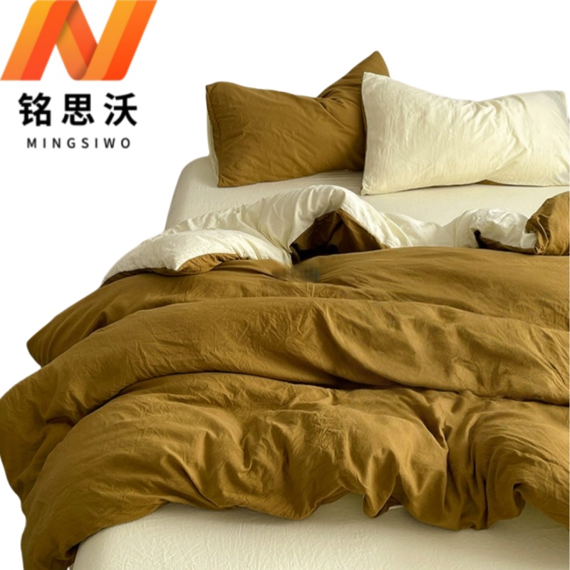 铭思沃床单款四件套1.2m床 黄 套高清大图