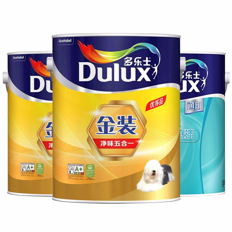 多乐士(Dulux)金装五合一净味内墙乳胶漆 油漆涂料 环保墙面漆 A8188+A749套装 15L