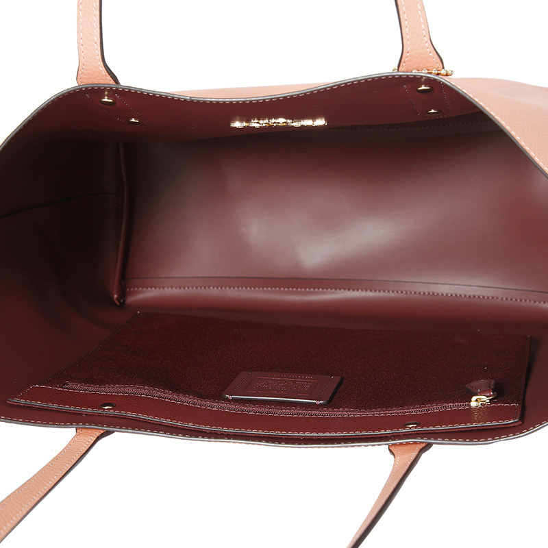 COACH 蔻驰 奢侈品 欧美时尚女士橘粉色皮革手提单肩托特包